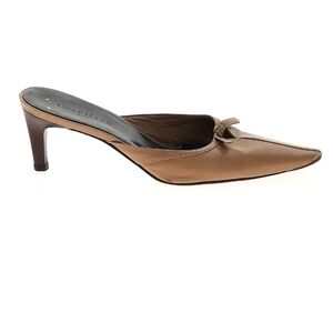 Cole Haan Tan Leather Pointed-Toe Knot Mule Heels